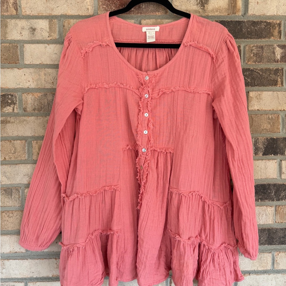 Sundance Cotton Raw Edge Button Up Top
